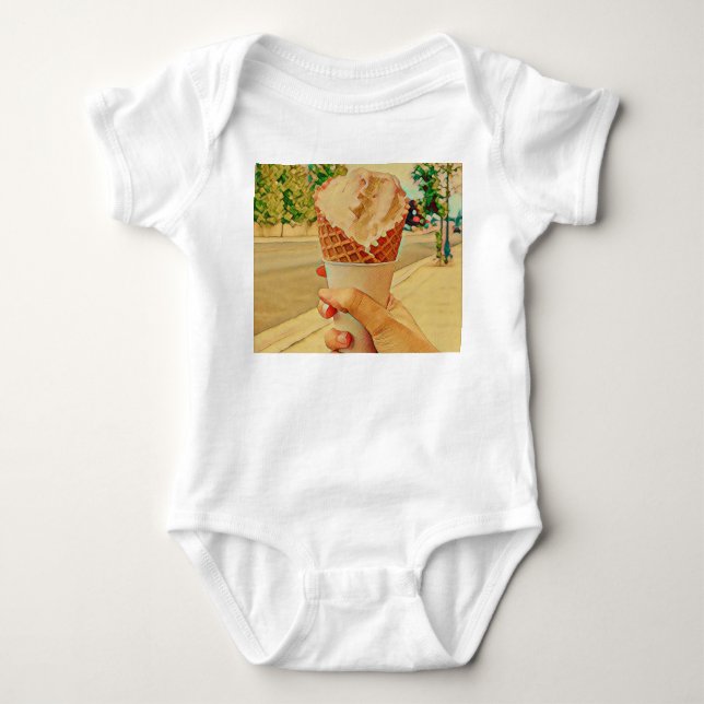 Body Para Bebê presente de amante de sorvete (Frente)