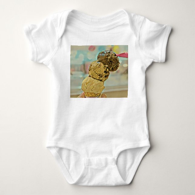 Body Para Bebê presente de aniversário de sorvete (Frente)
