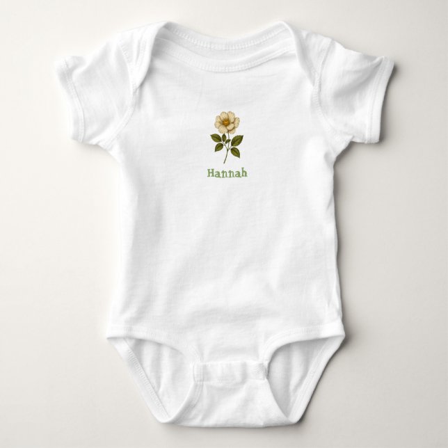 Body Para Bebê Presente de Bebê Flor Boho Nome Personalizado (Frente)