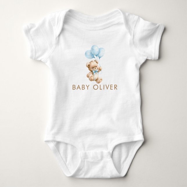 Body Para Bebê Presente de Chá de Bebê Fofo Urso de Pelúcia e Bal (Frente)