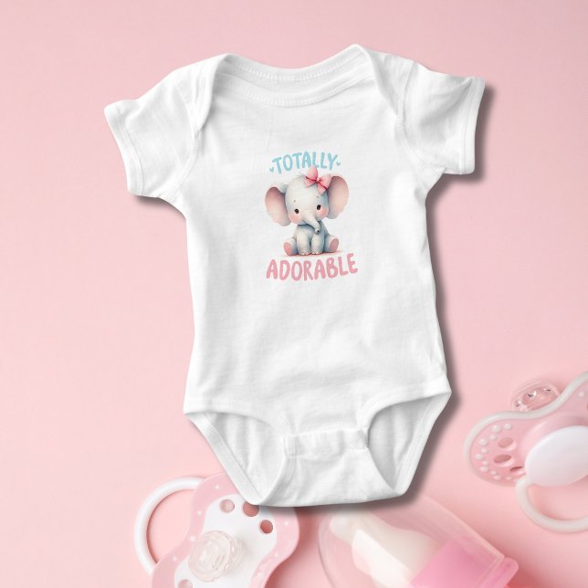 Body Para Bebê Presente de Chá de Bebê Menina Elefante Rosa Bebê  (Totally Adorable Baby Elephant Baby Body Suit. Baby Shower Gift for baby girl)