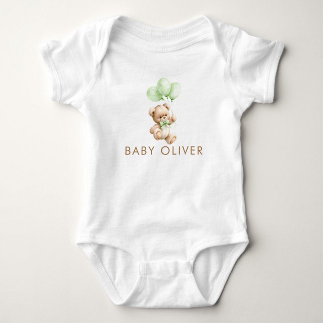 Body Para Bebê Presente de Chá de Bebê Urso de Pelúcia & Balões V (Frente)