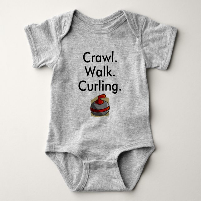 Body Para Bebê Presente de Curling para Recém-Nascido, Esportes d (Frente)
