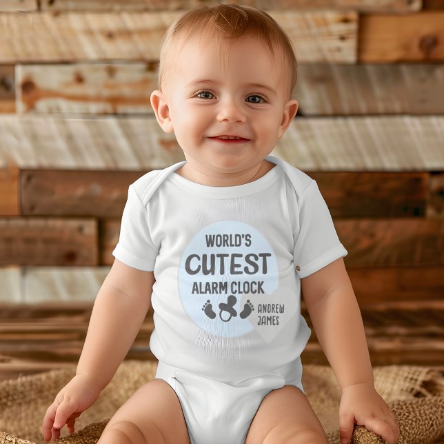 Body Para Bebê Presente de Frase de Despertador Mais Fofo do Mund (World's Cutest Alarm Clock Quote Gift Baby Bodysuit)