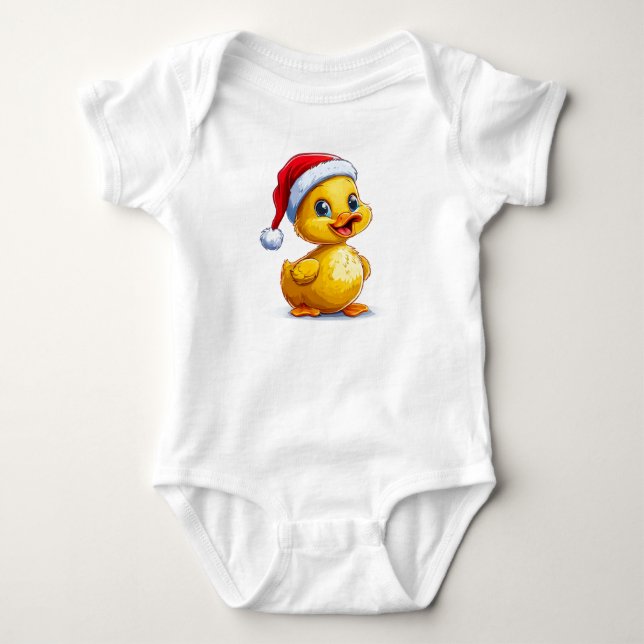 Body Para Bebê 🎄🦆 Presente de Natal Bebê Pato Amarelo ✨ (Frente)
