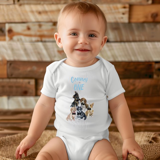 Body Para Bebê Presente de primeira Festa de aniversário para rap (Puppy 🐶 Boys First Birthday Party Gift Baby Bodysuit)