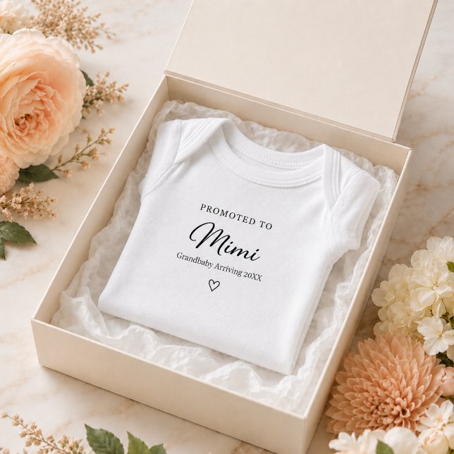 Body Para Bebê Presente de Revelação de Gravidez para Mimi (Pregnancy Reveal Gift for Mimi Baby Bodysuit)