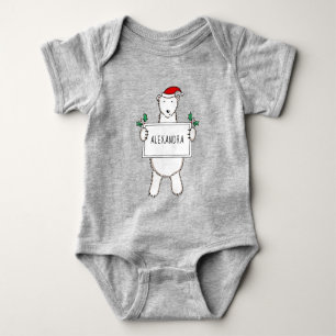 Body Para Bebê Presente de Urso Polar de Natal Bonito Personaliza