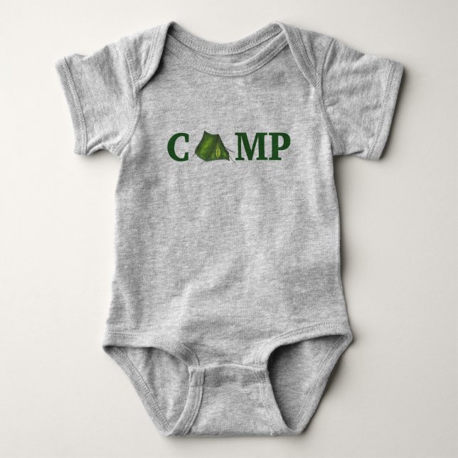 Body Para Bebê Presente no CAMP Green Tent Summer Camping no exte (Frente)