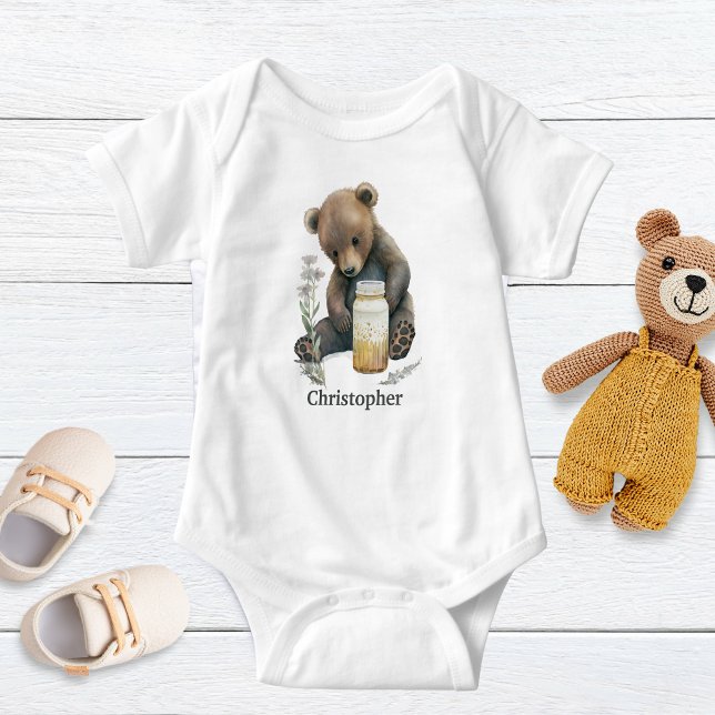 Body Para Bebê Presente Personalizado de Urso de Bebê Menino (Criador carregado)