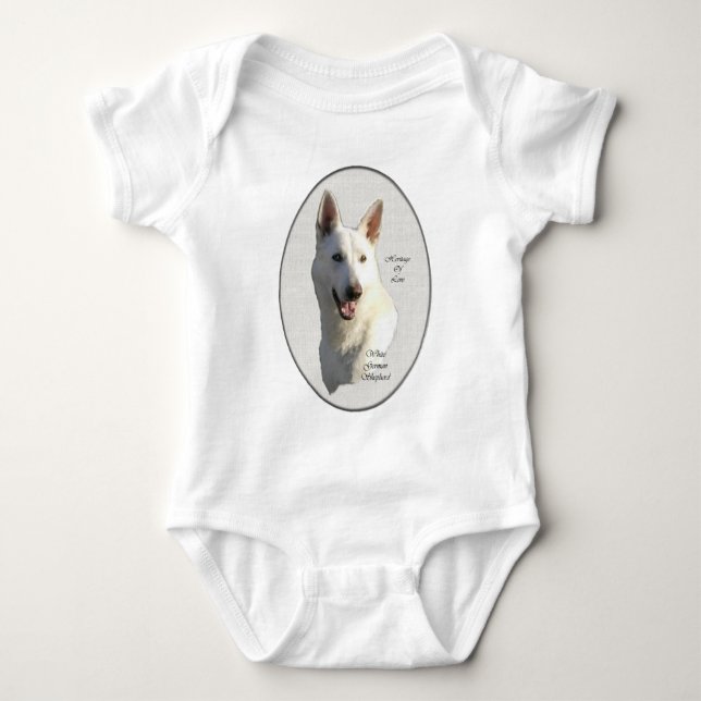 Body Para Bebê Presentes de German shepherd Branco (Frente)