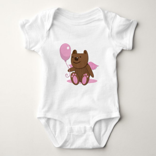 Body Para Bebê Presentes de madeira bonitos do rolamento do urso (Frente)
