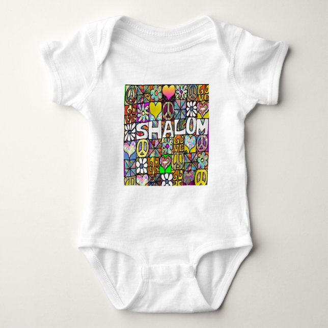 Body Para Bebê Presentes de Roupa de LOVE Psicodélico com Shalom  (Frente)