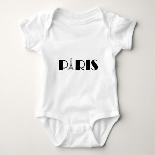 Body Para Bebê Preto & branco de Paris da torre Eiffel