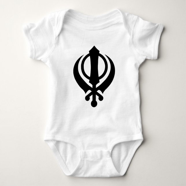 Body Para Bebê Preto de Khanda do sikh (Frente)