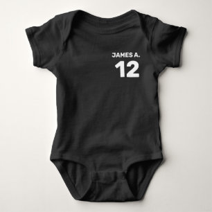 Body Para Bebê Preto personalizável (design frontal esquerda e tr