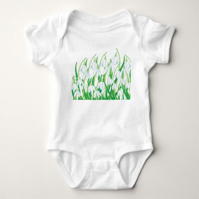 Body Para Bebê Primavera Snowdrops (Frente)