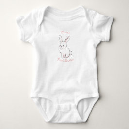 Body Para Bebê Primeira Páscoa do bebê com coelho sentado rosa fo
