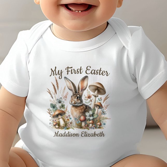 Body Para Bebê Primeira Páscoa Jack Rabbit (Celebrate the joy of a first Easter with our adorable Jack Rabbit collection.)