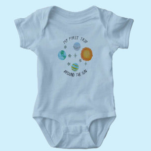 Body Para Bebê Primeira Viagem Em Torno Do Sol Aniversário Planet