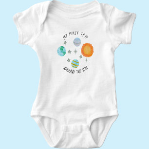 Body Para Bebê Primeira Viagem Em Torno Do Sol Aniversário Planet