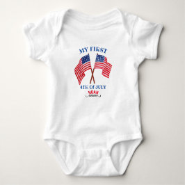 Body Para Bebê Primeiro 4 de julho 4° Toddler Patriotic USA Flag
