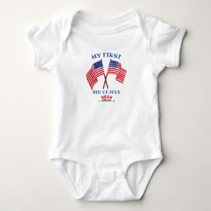 Body Para Bebê Primeiro 4 de julho 4° Toddler Patriotic USA Flag