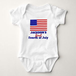 Body Para Bebê Primeiro 4 de julho, Bandeira Americana Personaliz