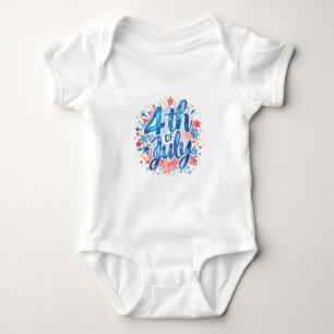 Body Para Bebê Primeiro 4 de Julho em Aquarela