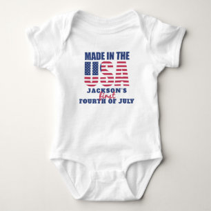 Body Para Bebê Primeiro 4 de julho feito nos EUA personalizado