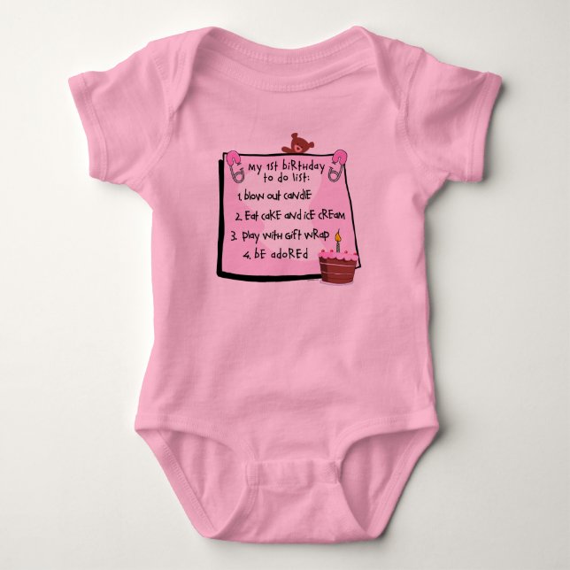 Body Para Bebê primeiro aniversario a fazer é rosa (Frente)
