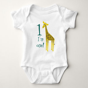Body Para Bebê Primeiro aniversario bonito do girafa