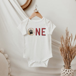 Body Para Bebê Primeiro aniversario de Montanha Lumberjack Bear