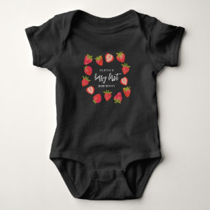Body Para Bebê Primeiro aniversario de morango de primeira soma d