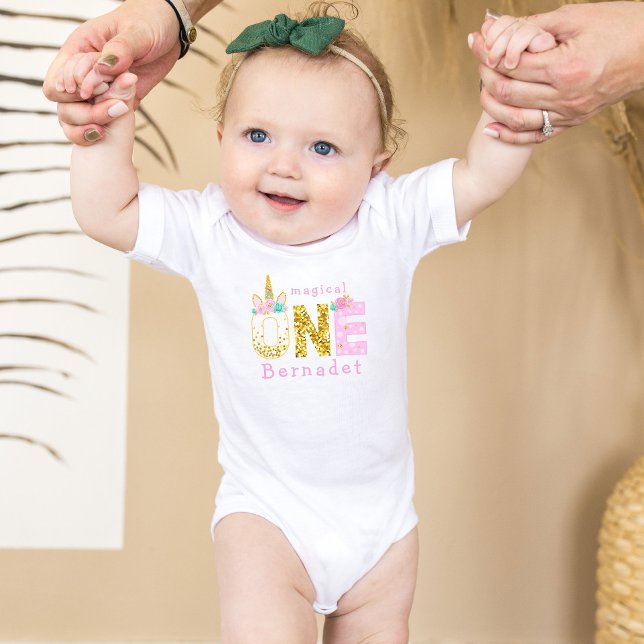 Body Para Bebê Primeiro aniversario de Unicórnio Mágico para Garo (Criador carregado)