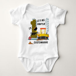 Body Para Bebê Primeiro Aniversário de Vamos de Construção e Brin