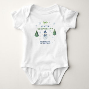 Body Para Bebê Primeiro aniversario de Winter Onederland Snowman