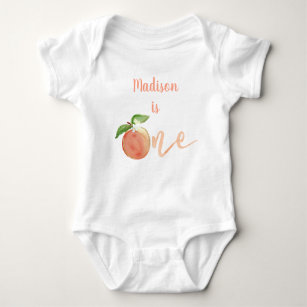 Body Para Bebê Primeiro Aniversário do Peach Dourado Floral
