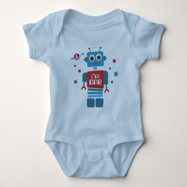Body Para Bebê Primeiro aniversario do robô (Frente)