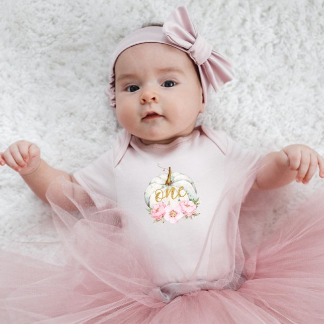 Body Para Bebê Primeiro aniversario Floral de Pequeno Pumpkin De  (Criador carregado)