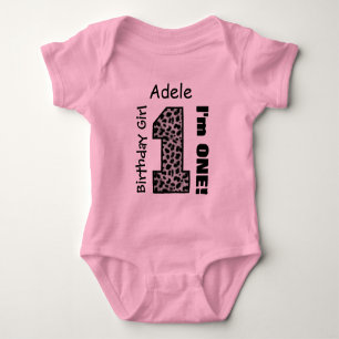 Body Para Bebê primeiro aniversario Girl LEOPARD 1 Ano Nome Perso
