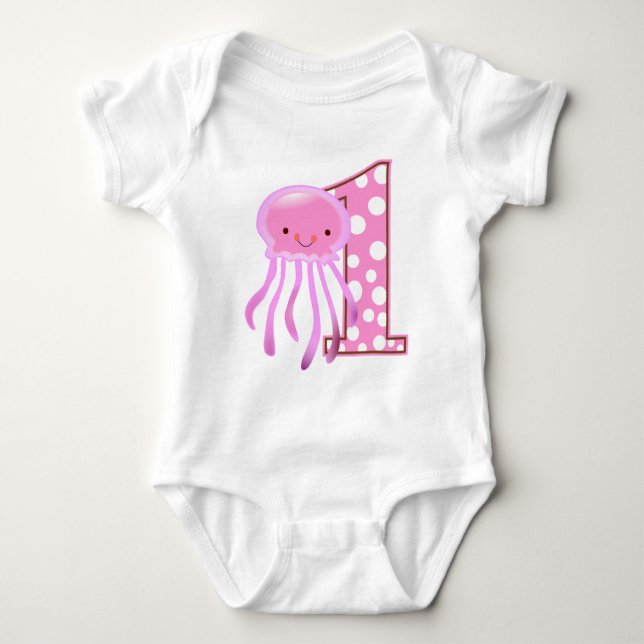 Body Para Bebê Primeiro Aniversário, medusa (Frente)