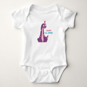 Body Para Bebê Primeiro aniversário, Rawr! Sou 1, Dino Festa Bes
