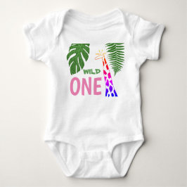 Body Para Bebê primeiro aniversario Selvagem de uma Girafa Safari