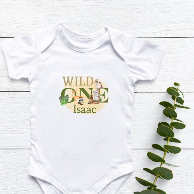 Body Para Bebê Primeiro aniversario Wild One Personalizado (Personalized Wild One 1st Birthday Baby Bodysuit)