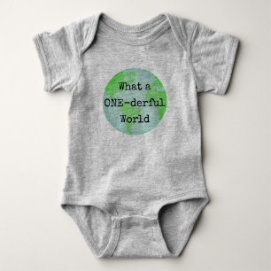 Body Para Bebê Primeiro Bodysuit da terra do mundo de One-derful