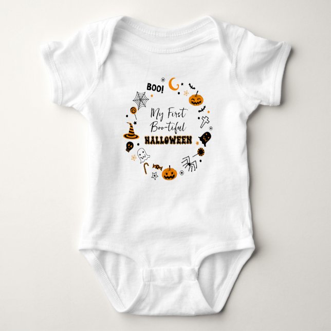 Body Para Bebê Primeiro Boo Bonito Halloween Personalizado! (Frente)