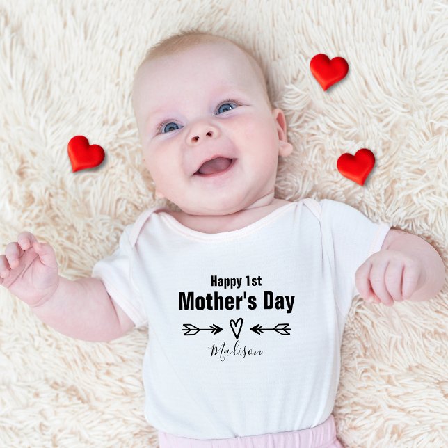 Body Para Bebê Primeiro Dia das Mães Personalizado (First Mother's Day Personalized Baby Bodysuit)