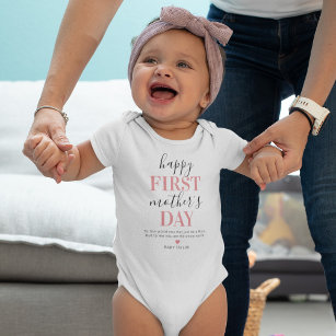 Body Para Bebê Primeiro Dia de as mães Rosa Personalizado
