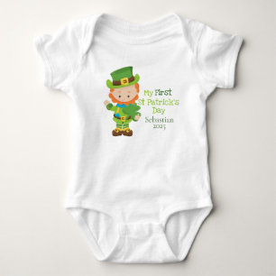 Body Para Bebê Primeiro Dia de São Patrício do Leprechaun Perso